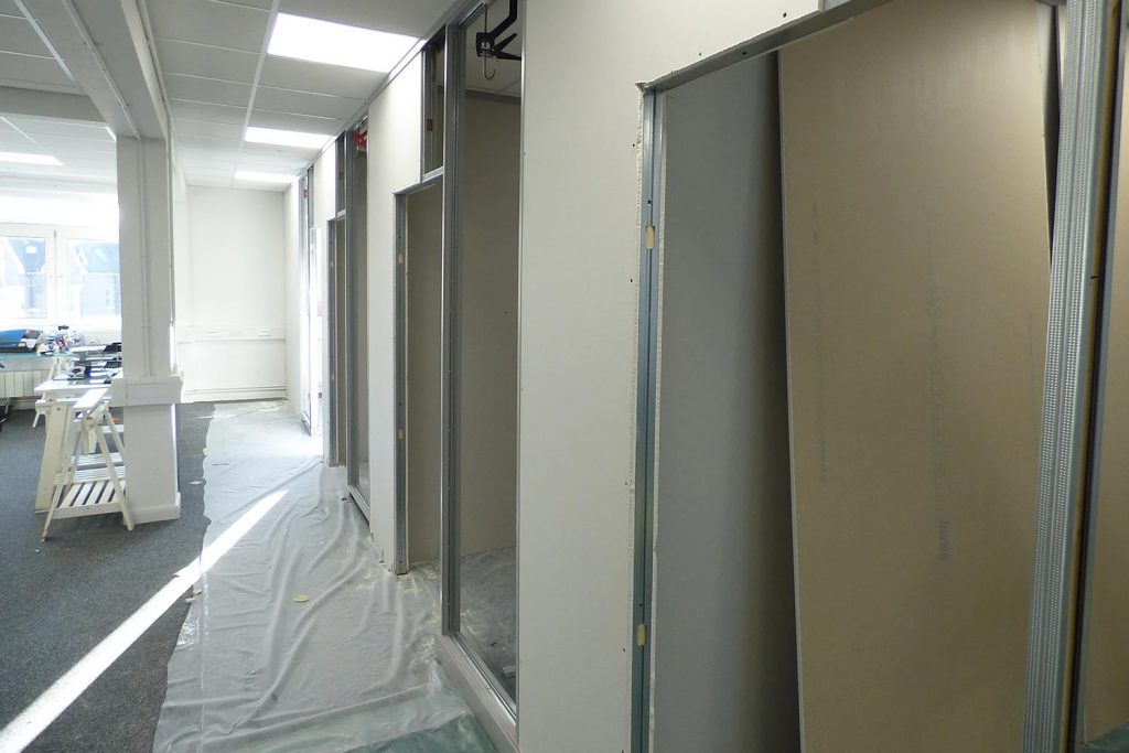 Worldmark Films, Weybridge. Partitioning during construction