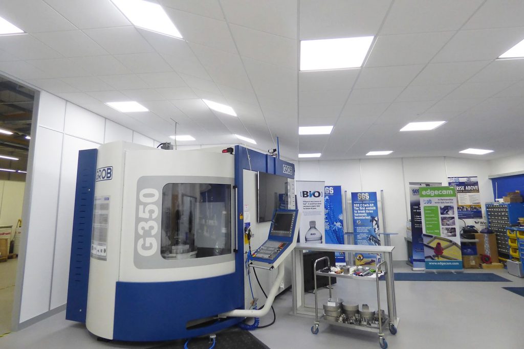 SGS Tools, Wokingham. Suspended ceiling at two levels